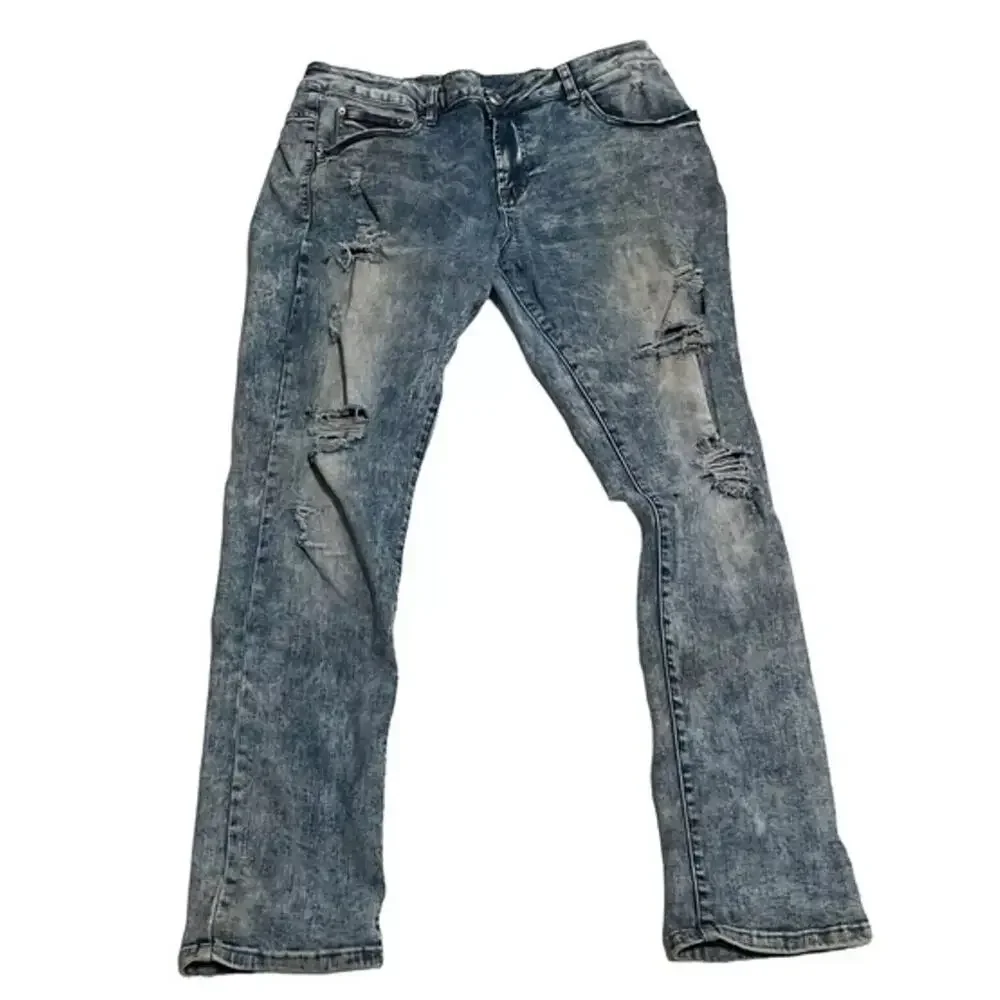 CJ BLACK  Skinny Flex Jeans Distressed  Mens Denim Blue  38 X 30  (Tag 38x32)